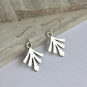 Silver fan Charm Earrings